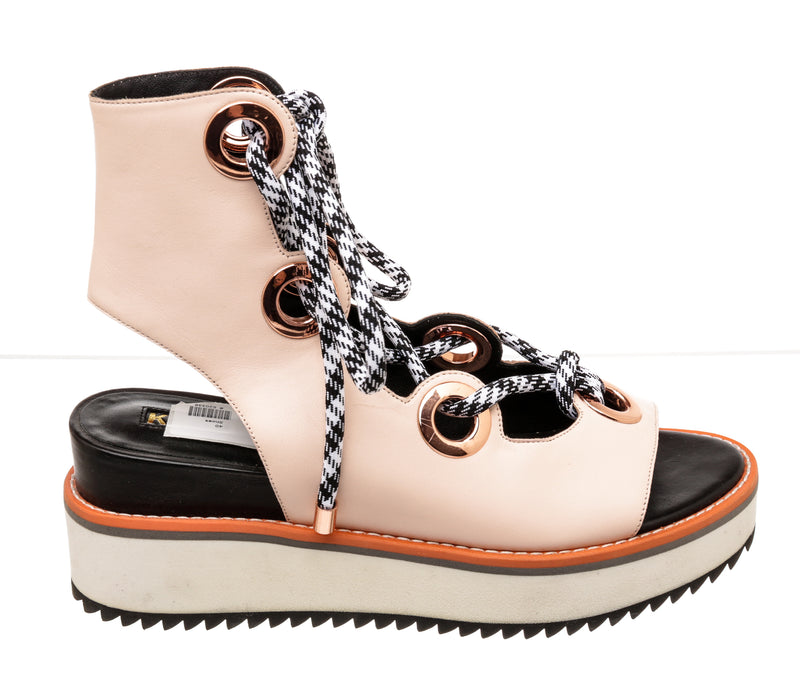 Kat Maconie Pink Leather Gladiator Platform Sandals Size 40