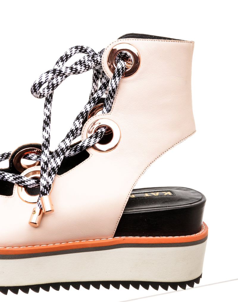 Kat Maconie Pink Leather Gladiator Platform Sandals Size 40