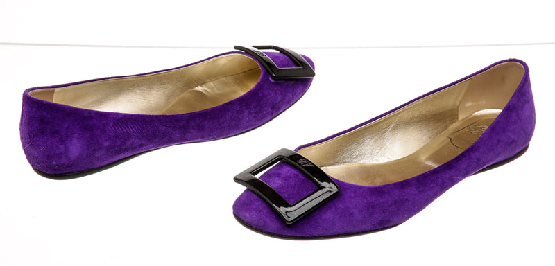 Roger Vivier Purple Suede Flats Size 40.5