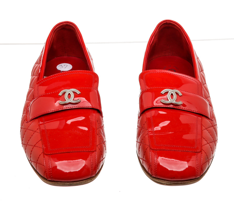 Chanel Red Patent Leather Flats Size 37