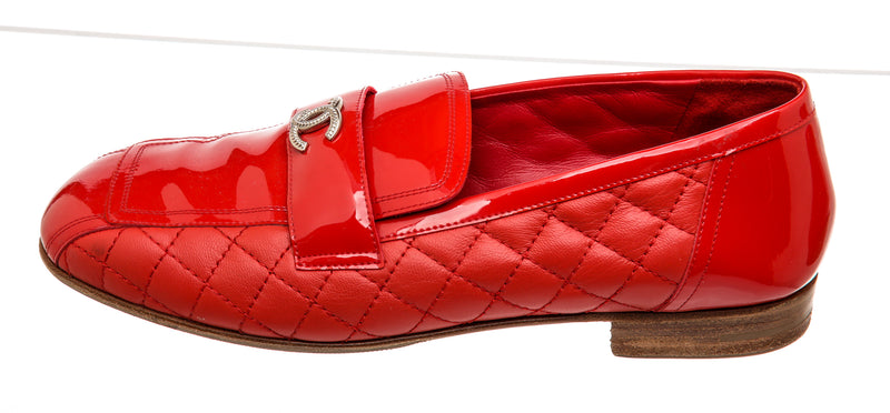 Chanel Red Patent Leather Flats Size 37