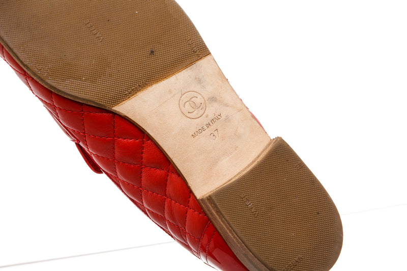 Chanel Red Patent Leather Flats Size 37
