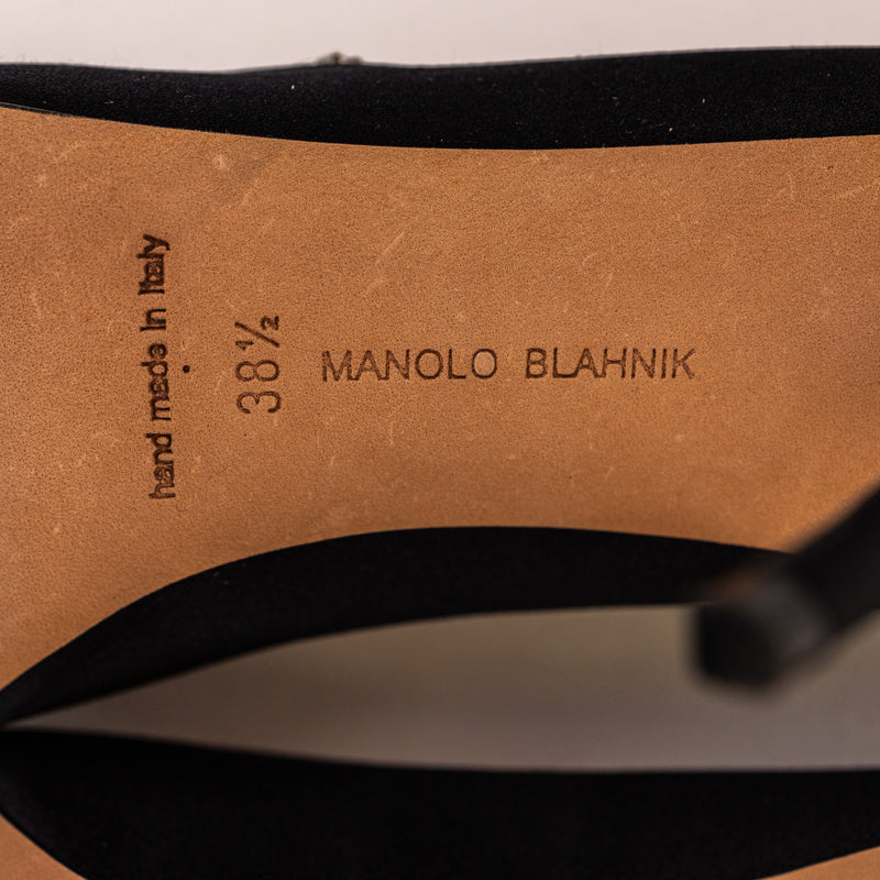 Manolo Blahnik Black Satin Nadira Pumps Size 38.5
