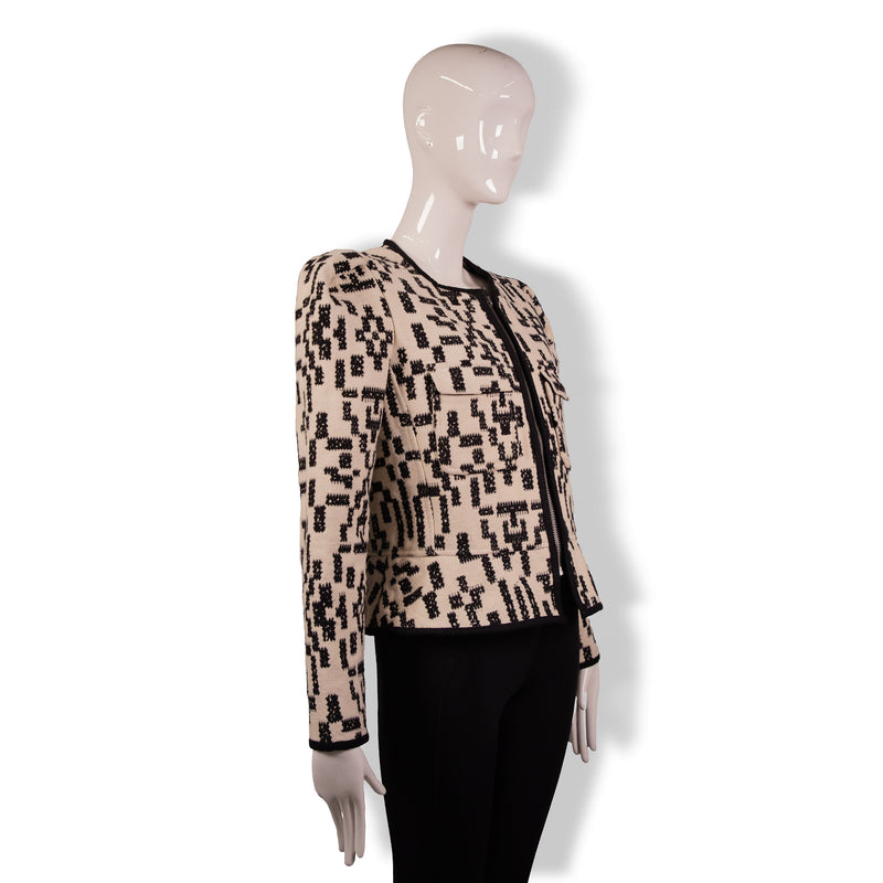 Marant Etoile Cream Black Jacquard Woven Jacket Size 40