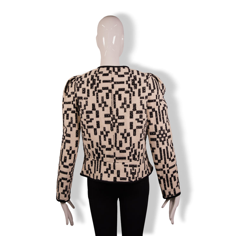 Marant Etoile Cream Black Jacquard Woven Jacket Size 40