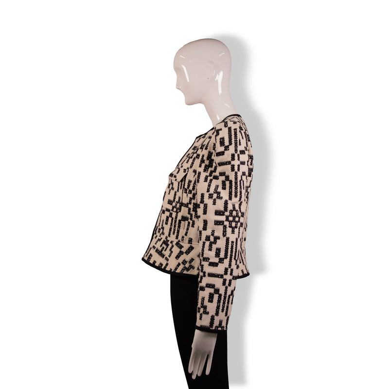 Marant Etoile Cream Black Jacquard Woven Jacket Size 40