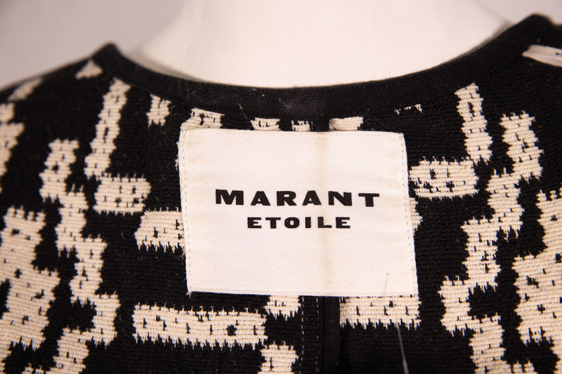 Marant Etoile Cream Black Jacquard Woven Jacket Size 40