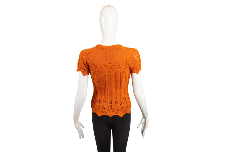 Moschino Cheap Chic Orange Tan Crochet Top Size 44 – On Que Style