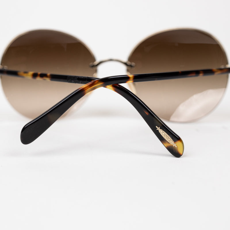 Oliver Peoples Brown Gradient Jorie Sunglasses with Gold Hardware