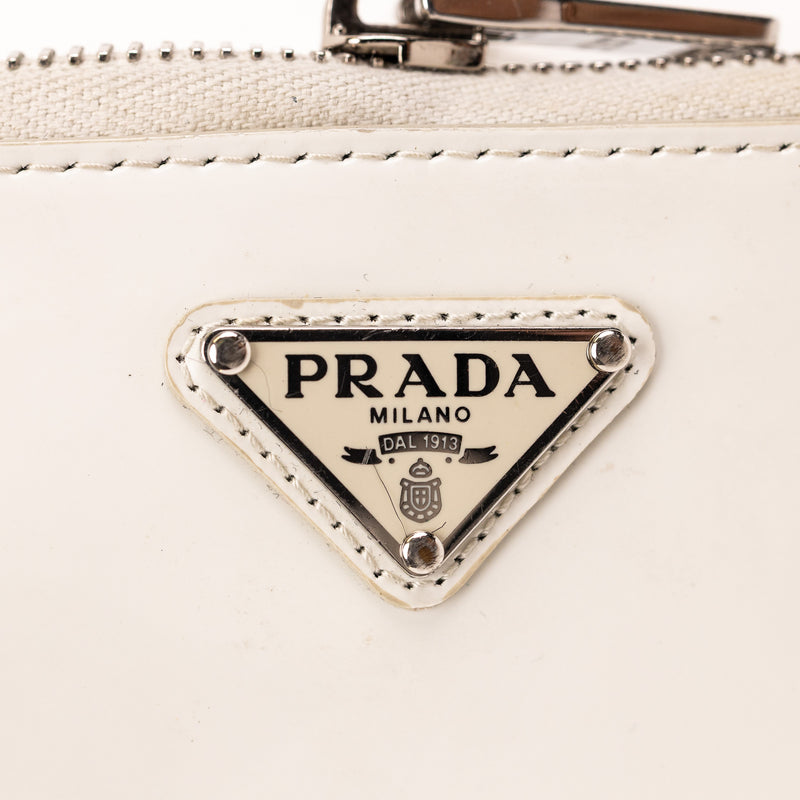 Prada White Leather Triangle Micro Crossbody Bag