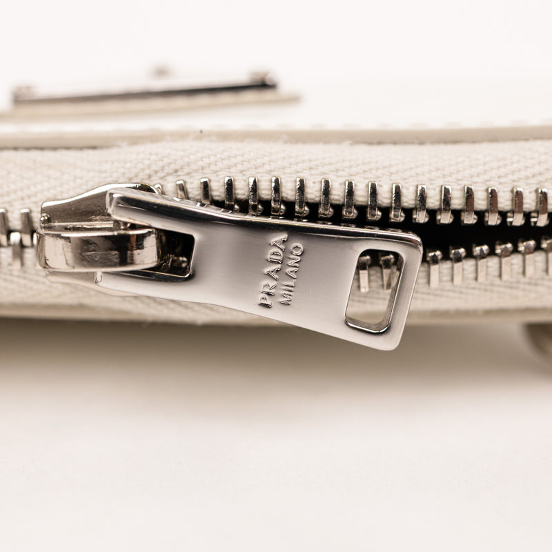 Prada White Leather Triangle Micro Crossbody Bag