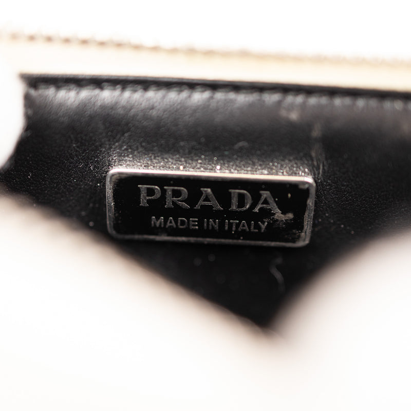 Prada White Leather Triangle Micro Crossbody Bag
