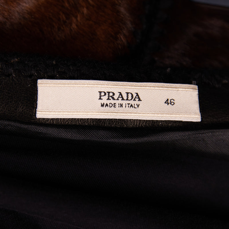 Prada Brown Black Ponyhair Skirt Size 46