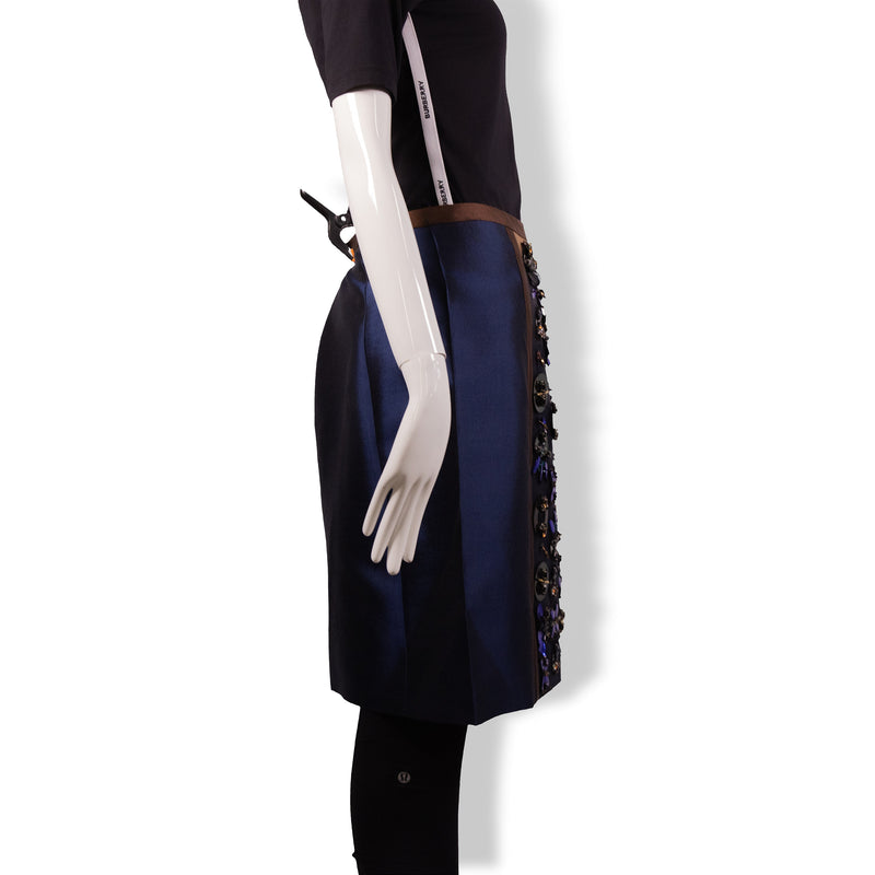 Prada Navy Blue Brown Sequin Skirt Size 46