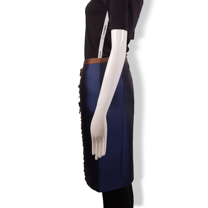 Prada Navy Blue Brown Sequin Skirt Size 46