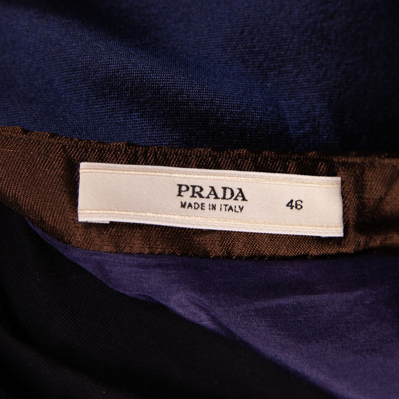 Prada Navy Blue Brown Sequin Skirt Size 46