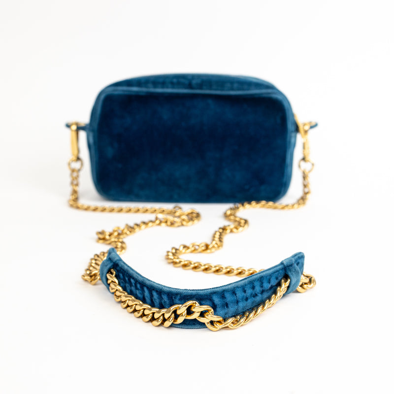 Prada Teal Blue Velvet Camera Crossbody Bag