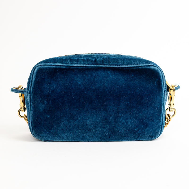 Prada Teal Blue Velvet Camera Crossbody Bag