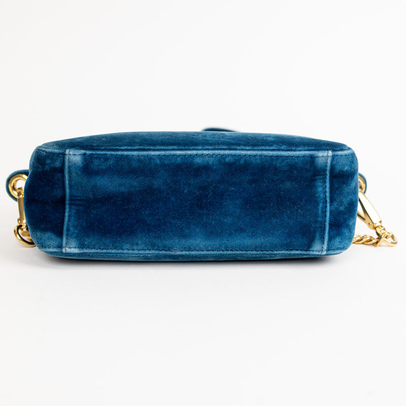 Prada Teal Blue Velvet Camera Crossbody Bag