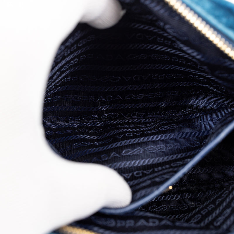 Prada Teal Blue Velvet Camera Crossbody Bag