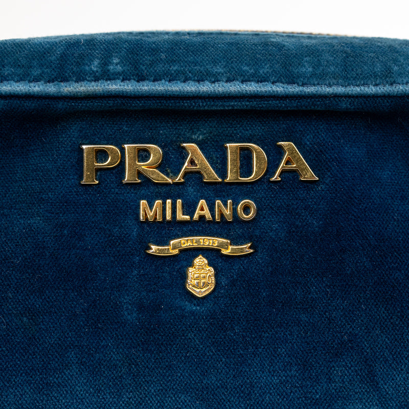 Prada Teal Blue Velvet Camera Crossbody Bag