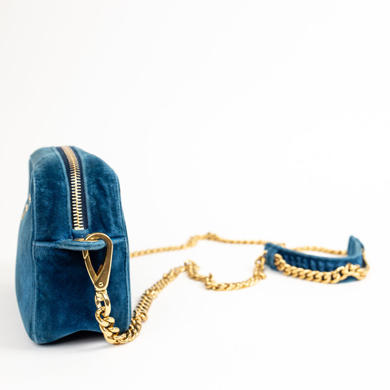 Prada Teal Blue Velvet Camera Crossbody Bag