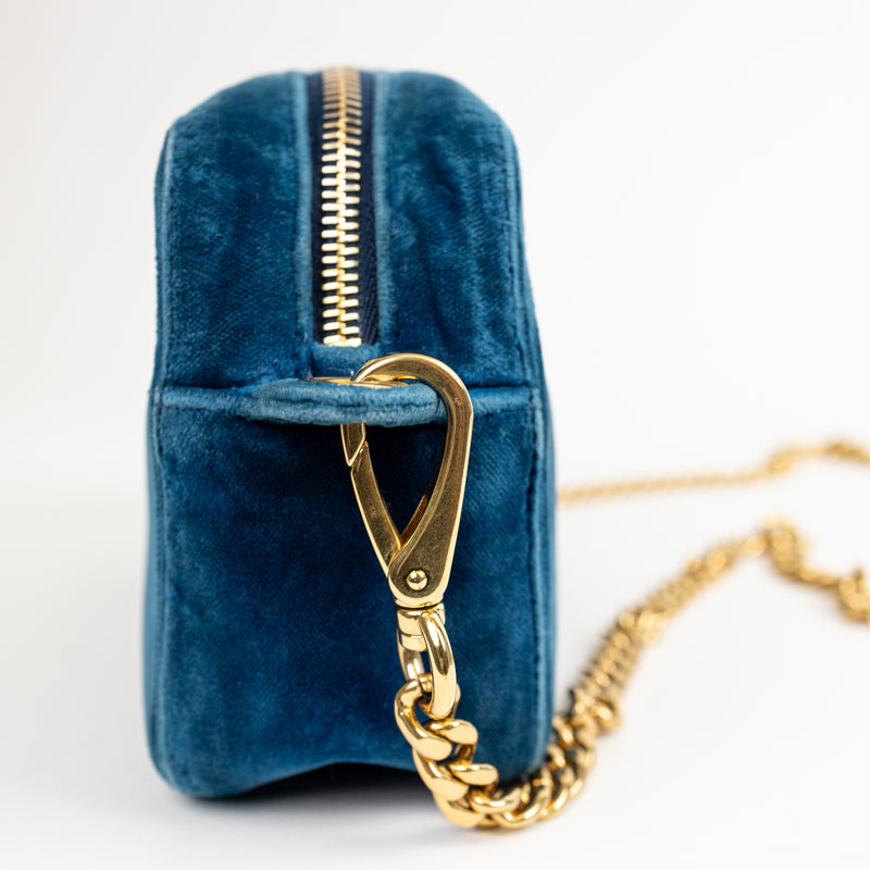 Prada Teal Blue Velvet Camera Crossbody Bag