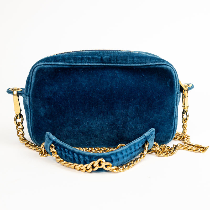 Prada Teal Blue Velvet Camera Crossbody Bag