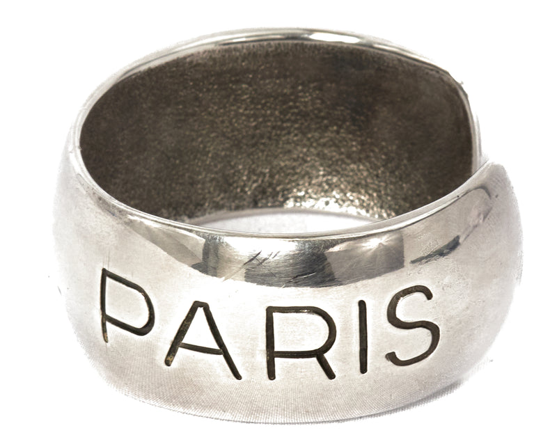 Chanel Silver Chanel Paris Logo 96A Cuff Bracelet