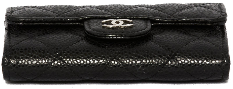 Chanel Black Caviar Leather Quilted Flap Cardholder Wallet