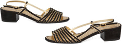 Chanel Two-Tone Black & Gold Sandals Spring Summer 2021 Size 36.5