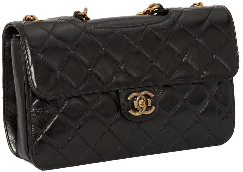 Chanel Black Calfskin Quilted Large Perfect Edge Flap GHW