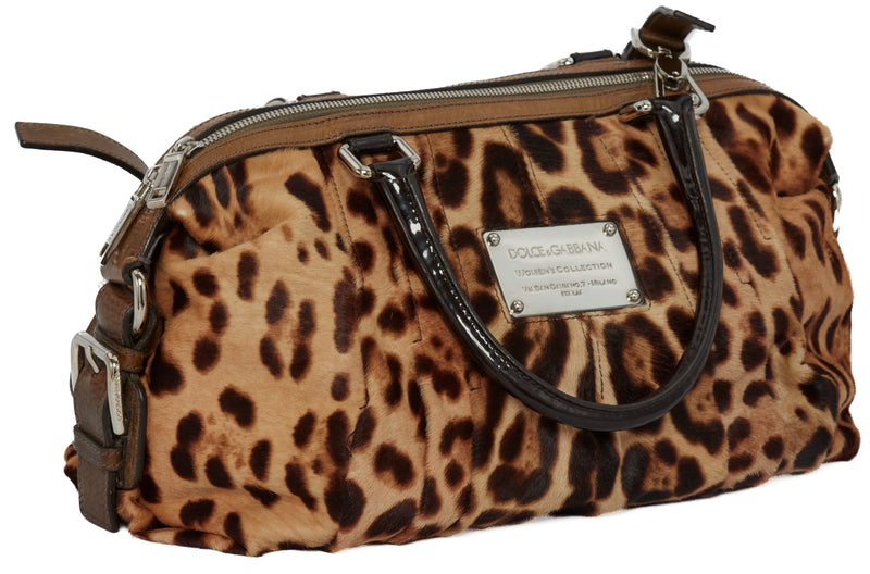 Dolce and Gabbana Miss Urbanette Pony Hair Leopard Bag