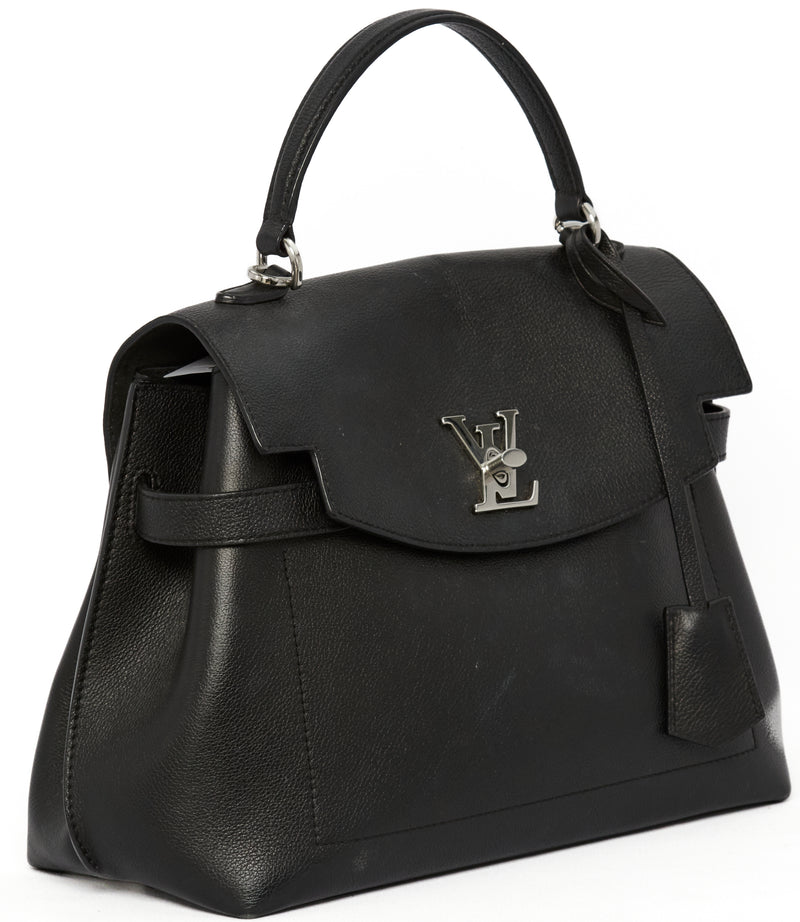 Louis Vuitton Lockme Ever Handbag Black Leather MM Tote Bag