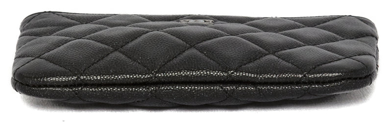 Chanel Black Caviar Leather Quilted Small Zipper Pouch