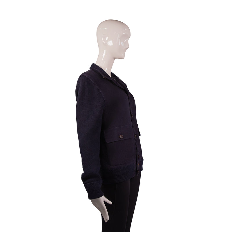 Ralph Lauren Navy Blue Suede Knit Jacket Size S