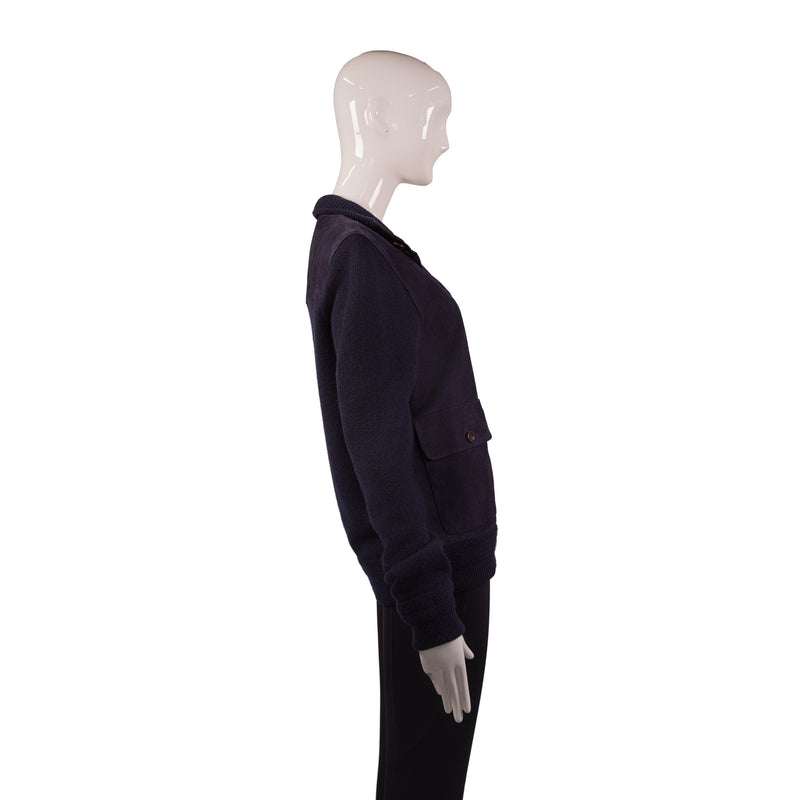 Ralph Lauren Navy Blue Suede Knit Jacket Size S
