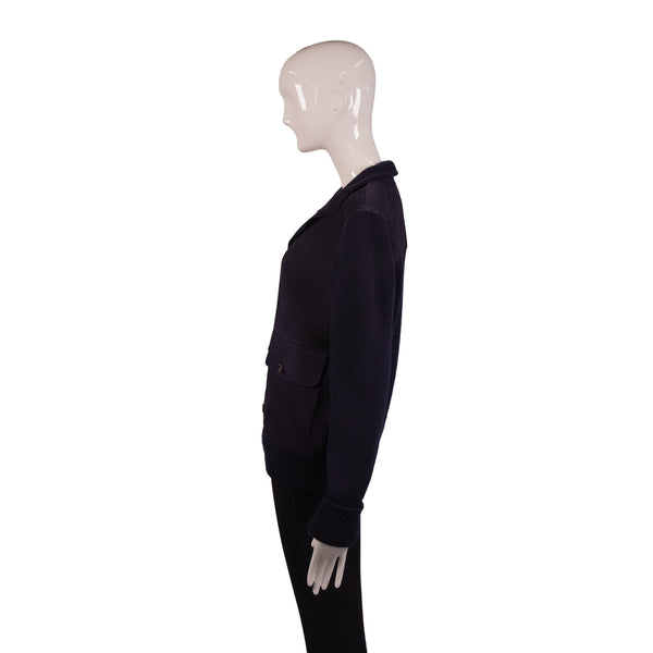 Ralph Lauren Navy Blue Suede Knit Jacket Size S