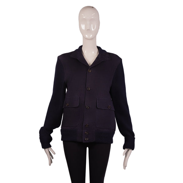 Ralph Lauren Navy Blue Suede Knit Jacket Size S