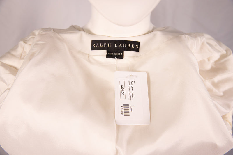 Ralph Lauren Cream One-Button Blazer with Gold Button Size 4