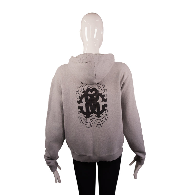 Roberto Cavalli Gray Logo Hoodie Size M