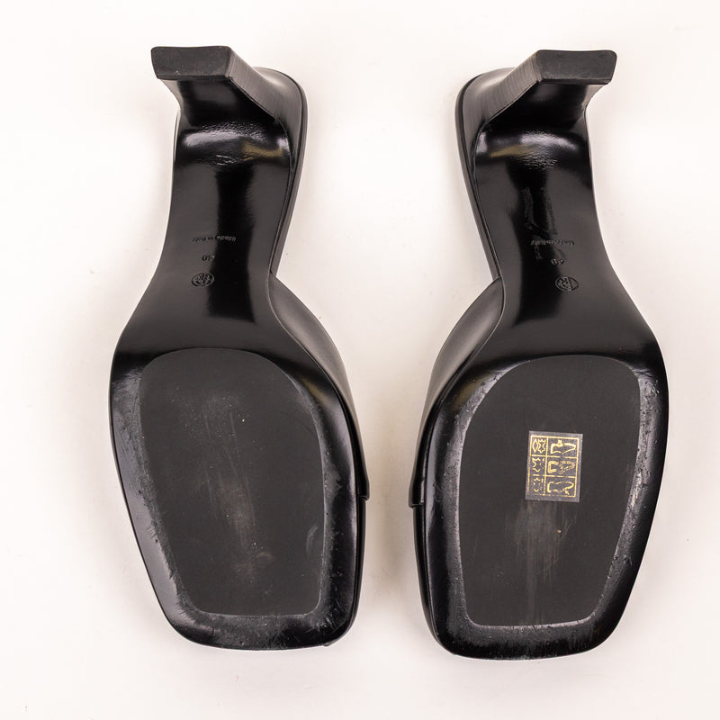 The Row Black Milla Mule Leather Heels Size 40