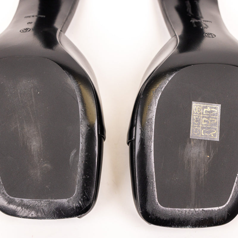 The Row Black Milla Mule Leather Heels Size 40