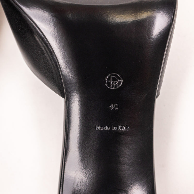 The Row Black Milla Mule Leather Heels Size 40