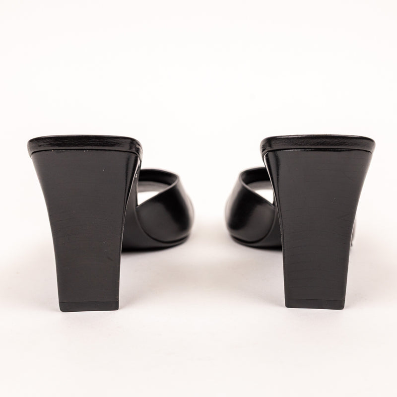The Row Black Milla Mule Leather Heels Size 40