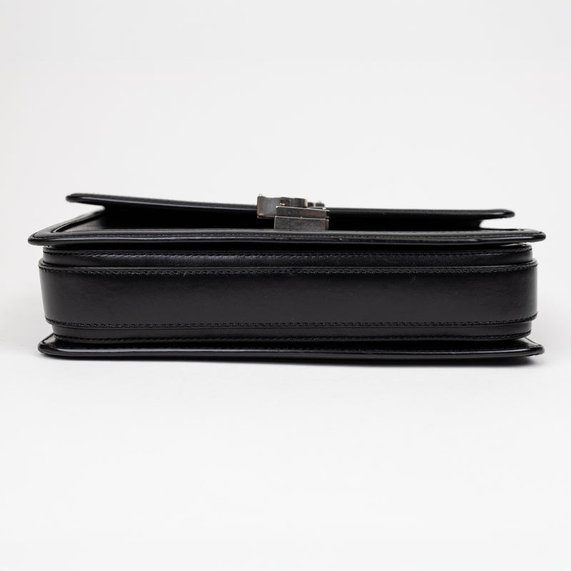 Saint Laurent Black Calfskin Solferino Shoulder Bag with Silver Hardware