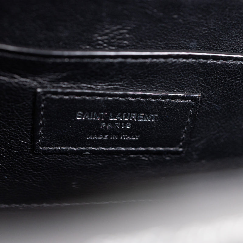 Saint Laurent Black Calfskin Solferino Shoulder Bag with Silver Hardware