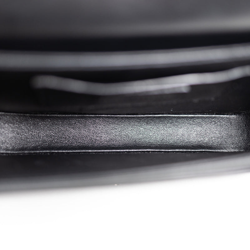 Saint Laurent Black Calfskin Solferino Shoulder Bag with Silver Hardware