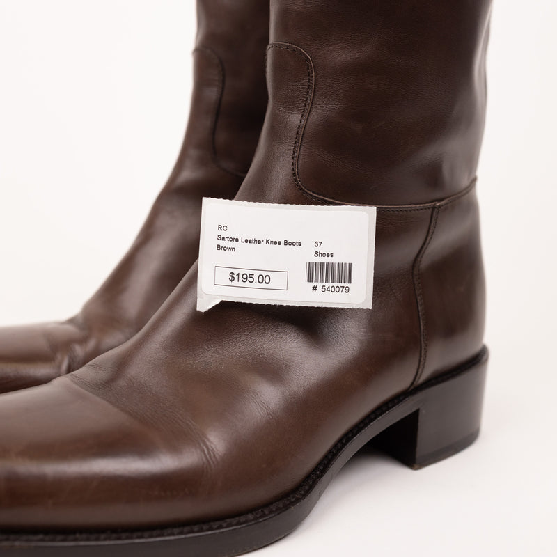 Sartore Brown Leather Knee Boots 37