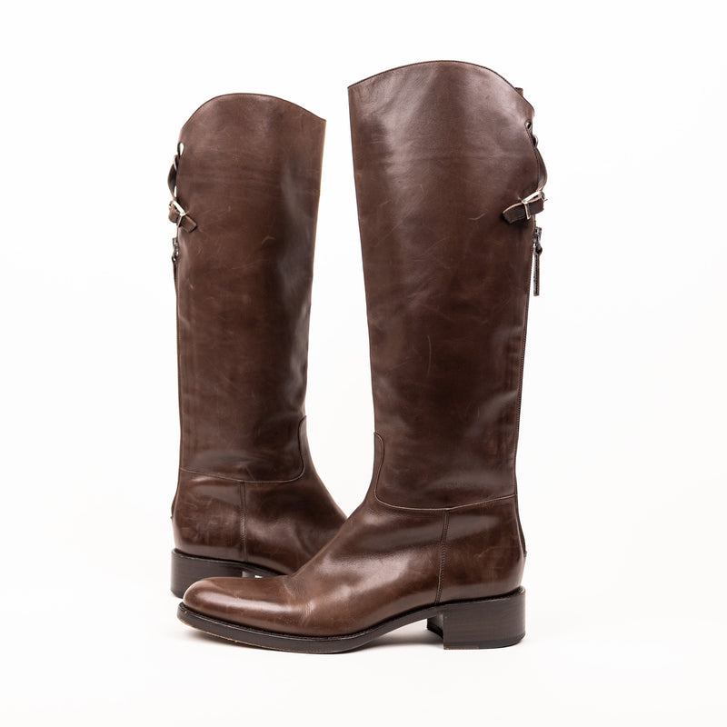 Sartore Brown Leather Knee Boots 37